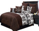 Bliss 100% Polyester 8PC Floral Bedding Set, Coffee, King