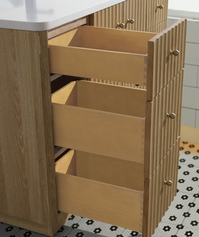 La Jolla Bathroom Vanity, Washed Oak, 55", Single Sink, Freestanding