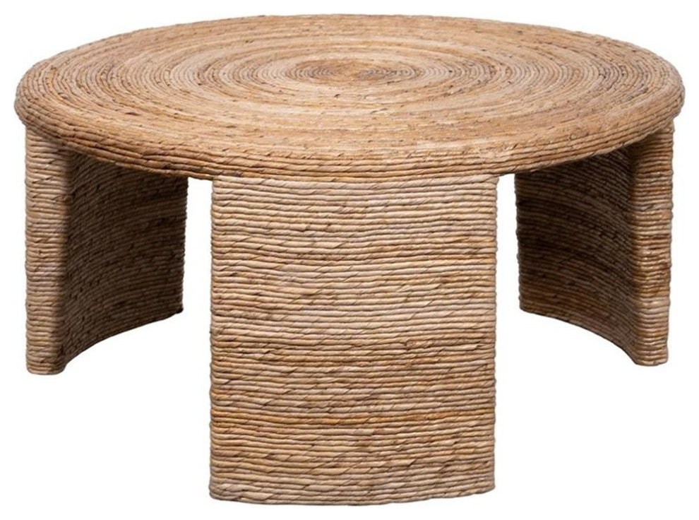 Coaster Coastal Wood Round Three Legs Coffee Table in Natural