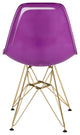 LeisureMod Cresco Molded 2-Tone Eiffel Side Chair, Gold Base, Set of 4 Purple