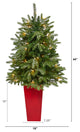 44" Snowed Grand Teton Fir Faux Xmas Tree W/Lights & Bendable Branches, Planter