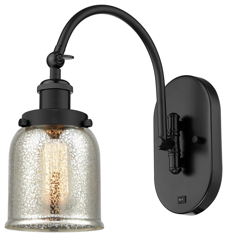 Bell Sconce, Matte Black, Silver Plated Mercury, Silver Plated Mercury