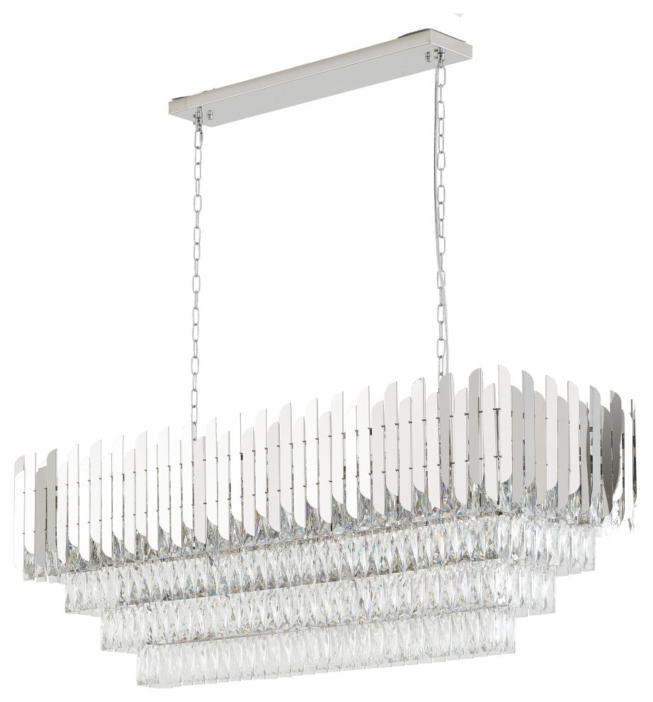 14-Light Chrome Stainless Steel Chandelier With Clear Crystal