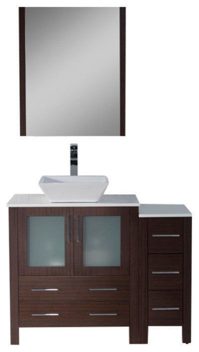 Sydney 42" Vanity Set With Vessel Sink and Side Cabinet