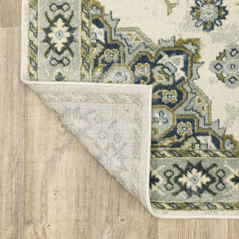 Branson Br04B Ivory/Blue 3'3"x5' Rug