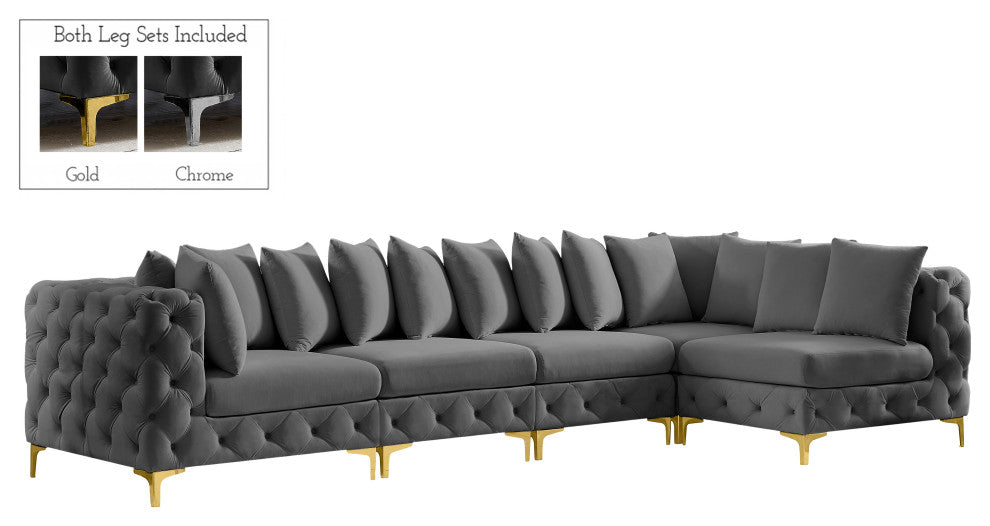 Tremblay Modular Sectional, Grey, L-Shaped, 5-Piece: Armless (3), Corner (2)