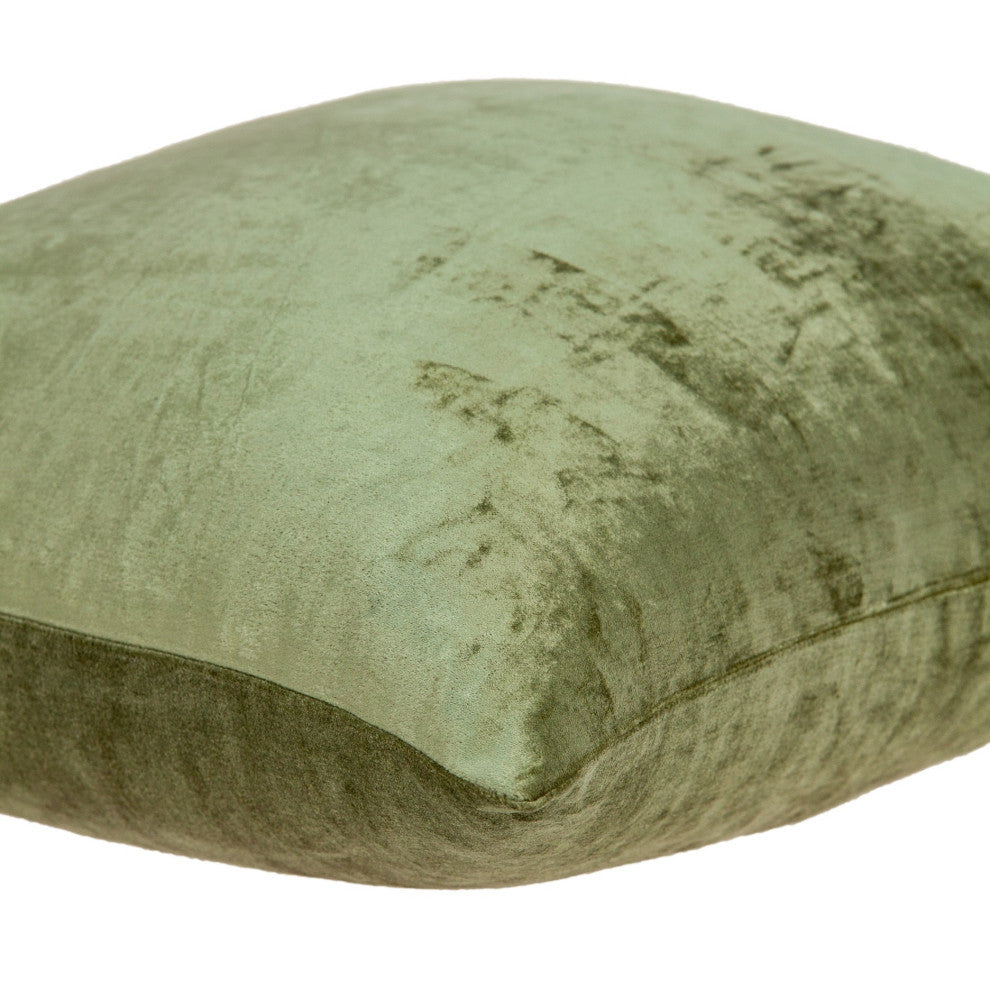 HomeRoots 18" x 0.5" x 18" Transitional Olive Solid Pillow Cover