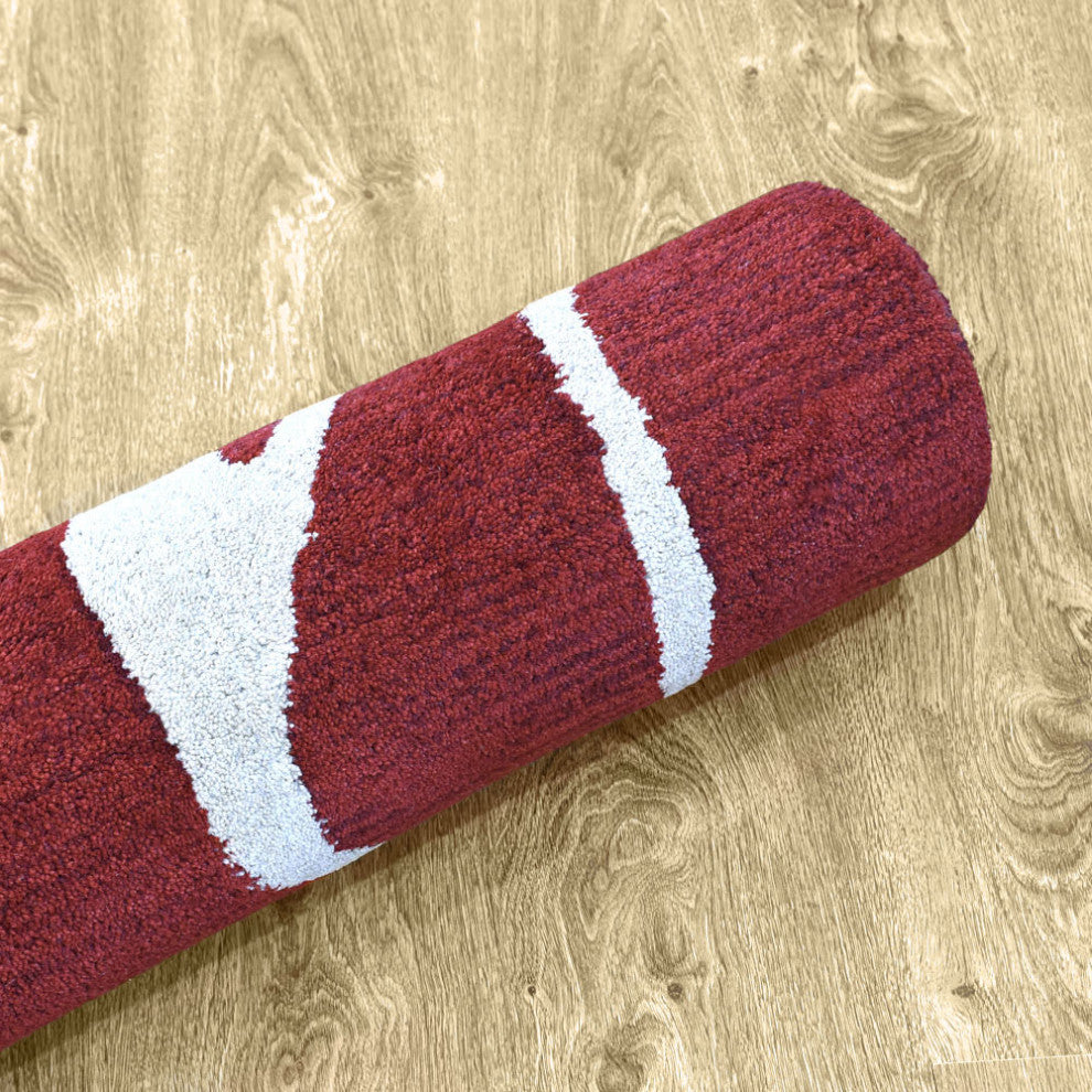 HAND TUFTED WOOL ECO-FRIENDLY AREA RUGS, Red Beige Color, Floral Design