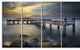 "Old Wood Boat Jetty Into Blue Sea" Sea Bridge Wall Artwork, 4 Panels, 48"x28"