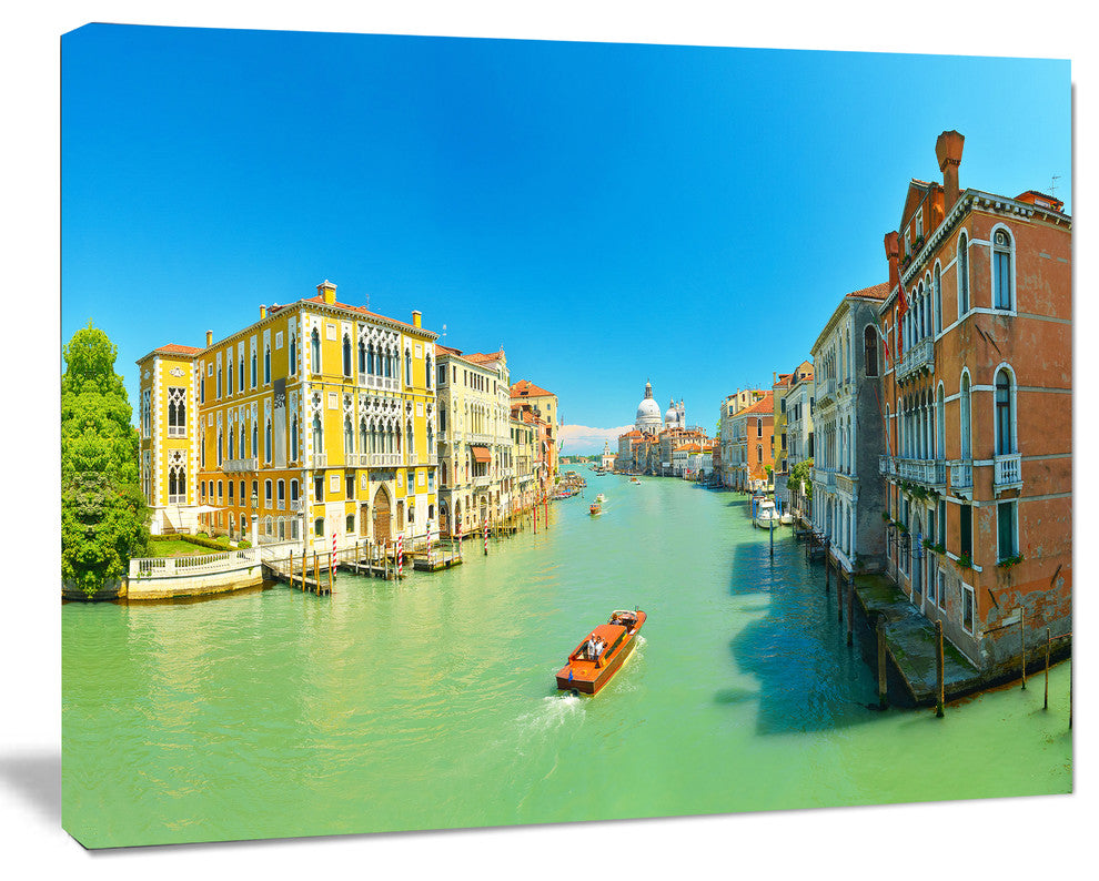 Green Grand Canal Venice, Landscape Canvas Art Print, 20"x12"