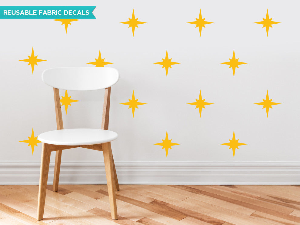 Retro Stars Fabric Wall Decal, Yellow Orange