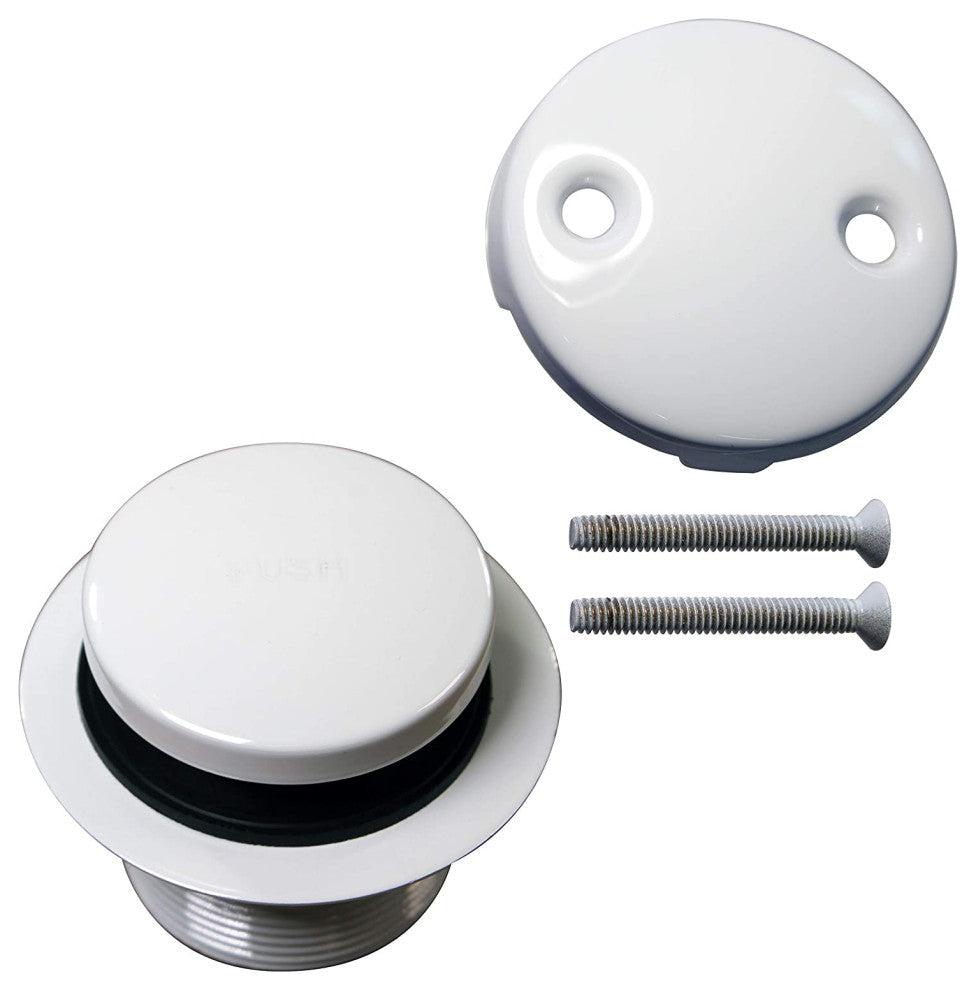 Direct Connect Overflow with Tip-Toe Trim and 2-Hole Overflow Cover, White