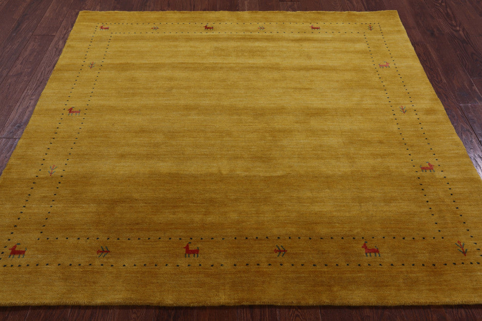 6' Square Persian Gabbeh Handmade Wool Rug - Q15158