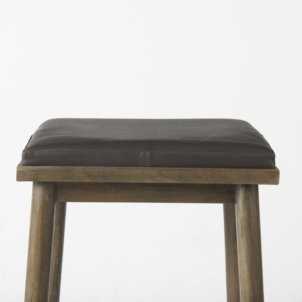 26" Dark Brown Faux Leather Counter Stool