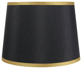 Silk French Drum With Trim, Black, Gold, 12"