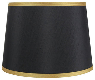 Silk French Drum With Trim, Black, Gold, 12"