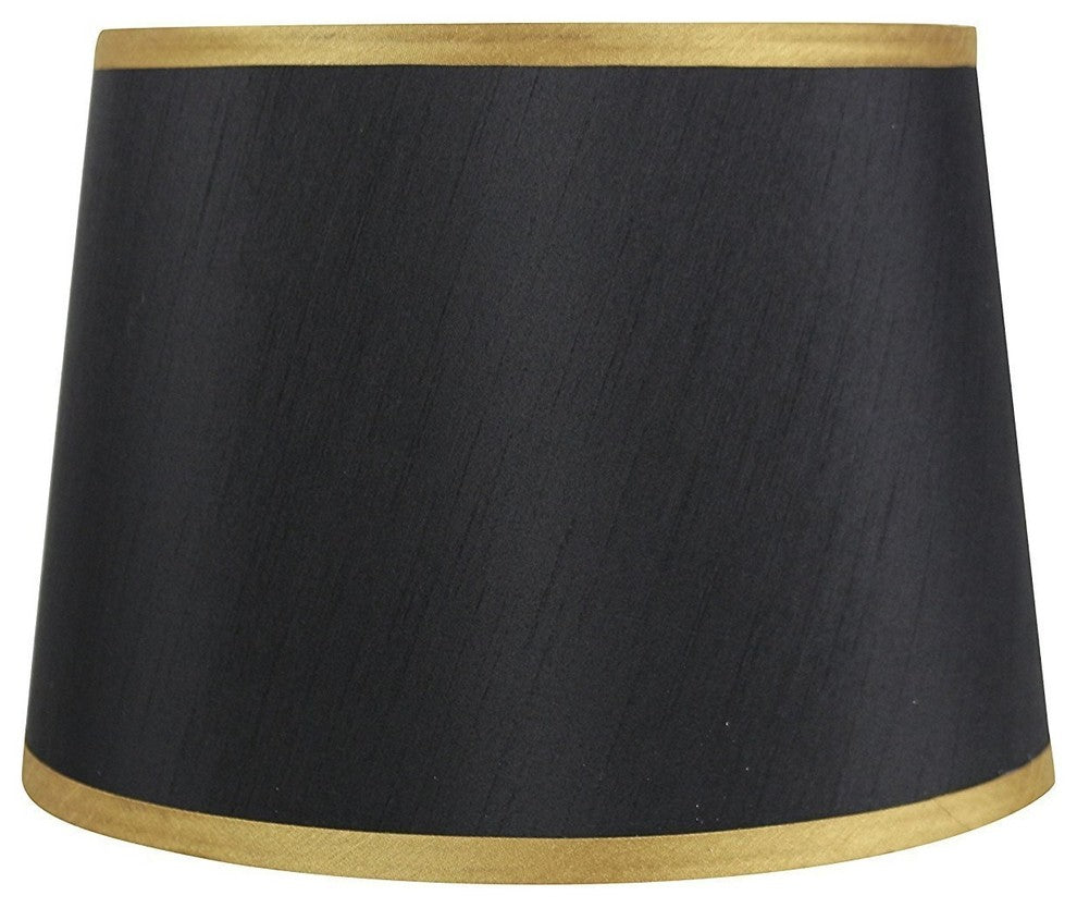 Silk French Drum With Trim, Black, Gold, 12"