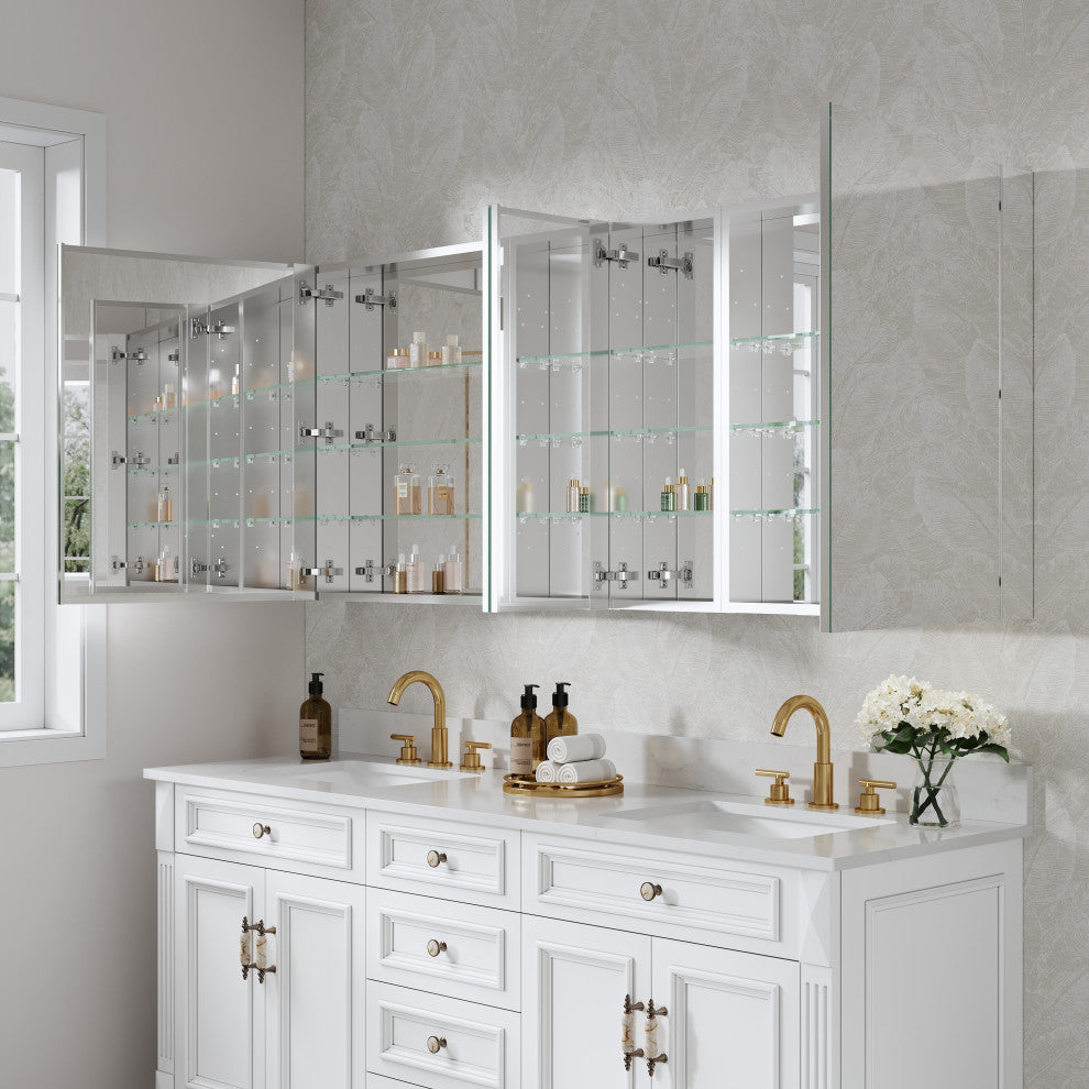Recessed/Surface Mount Bathroom Medicine Cabinet, Reverse Installation, 72"x30"