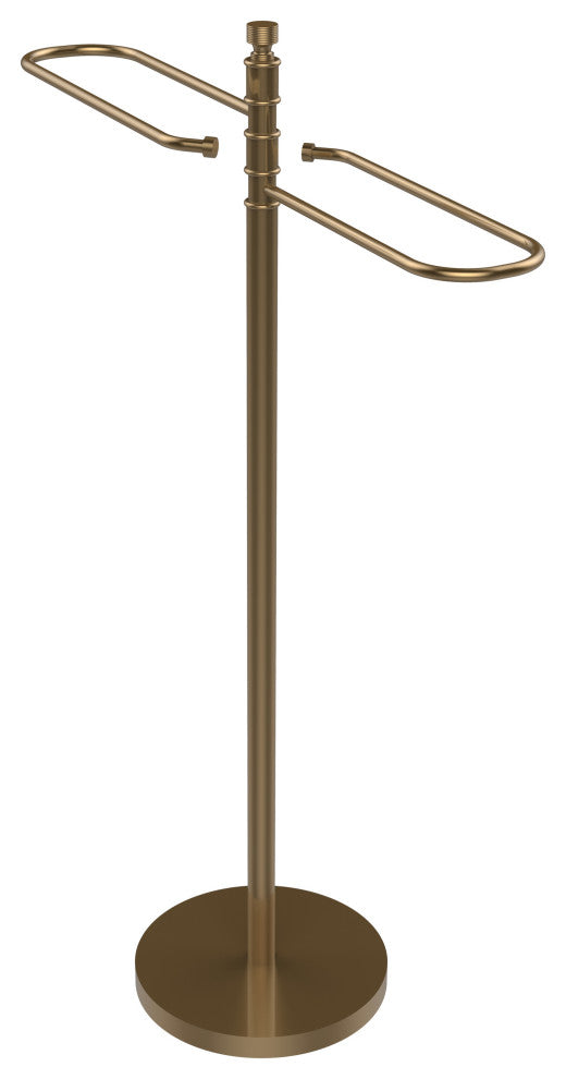 Contemporary Free Standing Floor Bath Towel Valet, Brushed Bronze