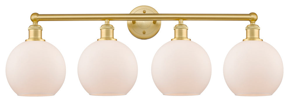 Athens 4-Light 35" Bath Vanity Light, Satin Gold, Matte White
