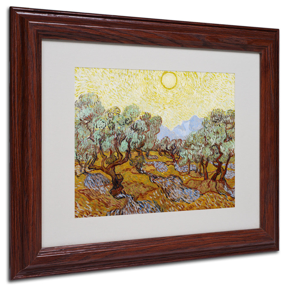 'Olive Trees, 1889' Matted Framed Canvas Art by Vincent van Gogh
