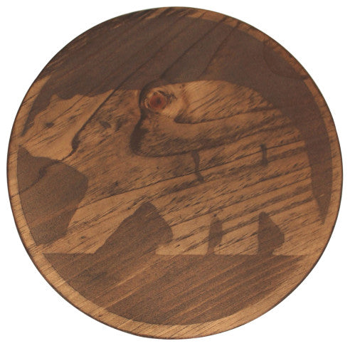Burnt Sienna Iron and Stained Wood Round Drink Table With Bear