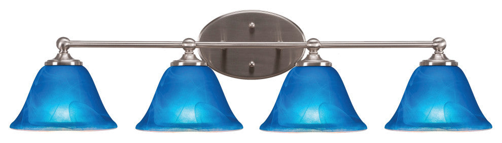 Capri 4-Light Bath Bar, Brushed Nickel/Blue Italian