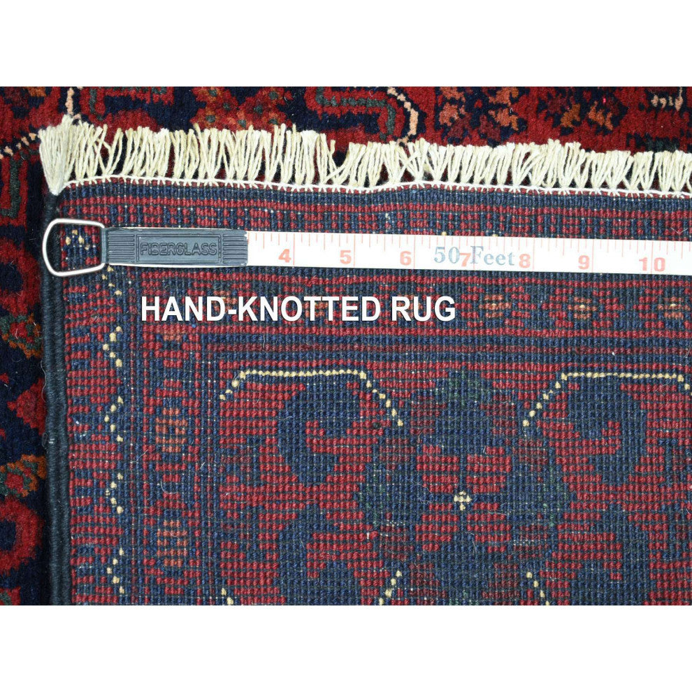 Red Afghan Khamyab Wool Tribal Design Hand Knotted Runner Oriental Rug 2'9"x9'5"