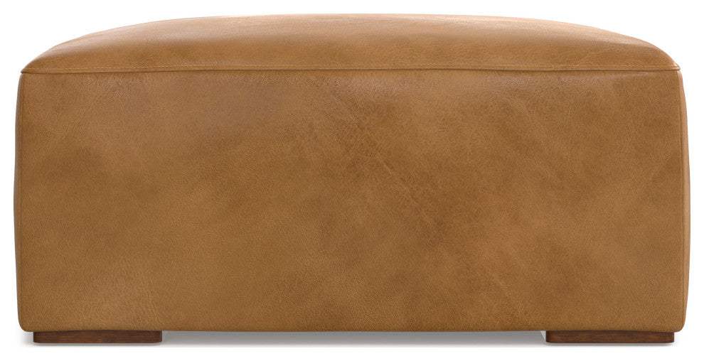 Rex Ottoman in Genuine Leather , Fully Assembled