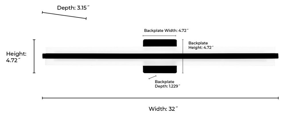 LED Light 32 in. Matte Black Vanity Light