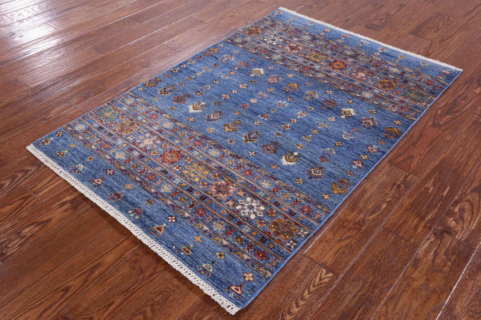3' 5" X 5' 1" Handmade Super Kazak Khorjin Wool Rug Q10027