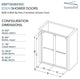 Eden 56-60" W x 80" H Shower Door, Clear Glass, Champagne Bronze, Turin