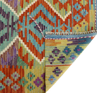 Flatweave Tawil Red/Light Green Rug, 4'10x6'2