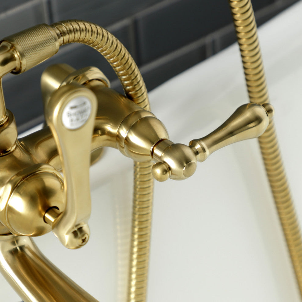 AE203T7 7" Tub Faucet With Hand Shower, Brushed Brass