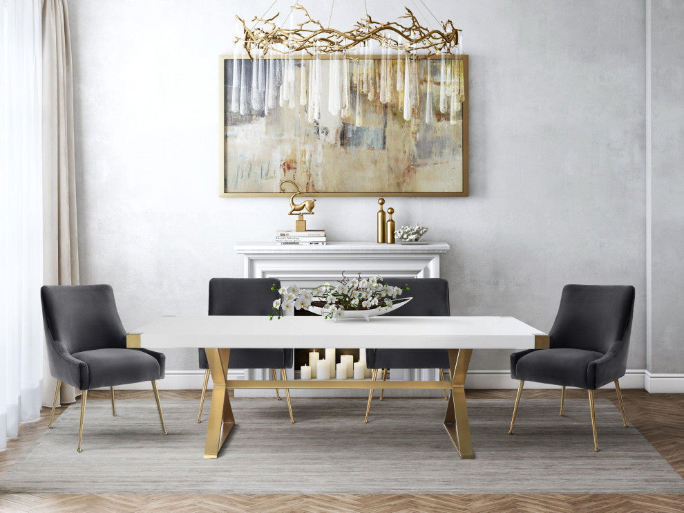 TOV Furniture Adeline White Lacquer Dining Table