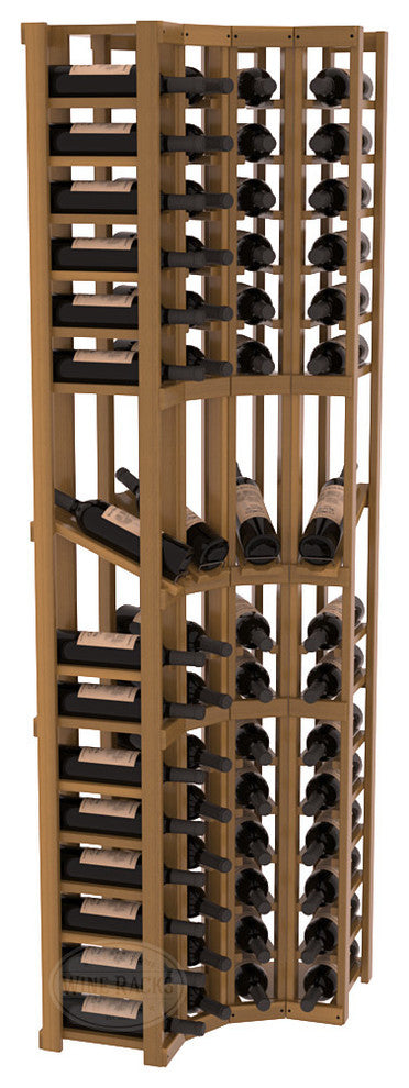 4 Column Display Corner Cellar Redwood, Oak Stain, Satin Finish