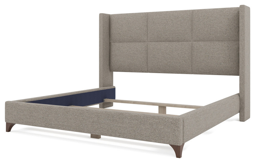 Nativa Interiors Megan Square Upholstered Bed, Grey, King