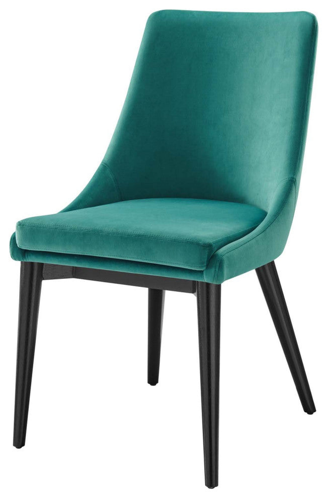 Side Dining Chair, Set of 2, Teal Blue, Velvet, Modern, Cafe Bistro Hospitality