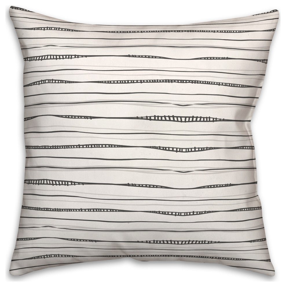 Wavy Gray Lines 18x18 Spun Poly Pillow