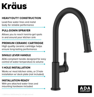 KRAUS Torak 2-Function Single Handle Pull Down Kitchen Faucet MB