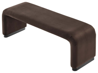 Koda Performance Velvet Waterfall Long Bench, Black Chocolate Brown