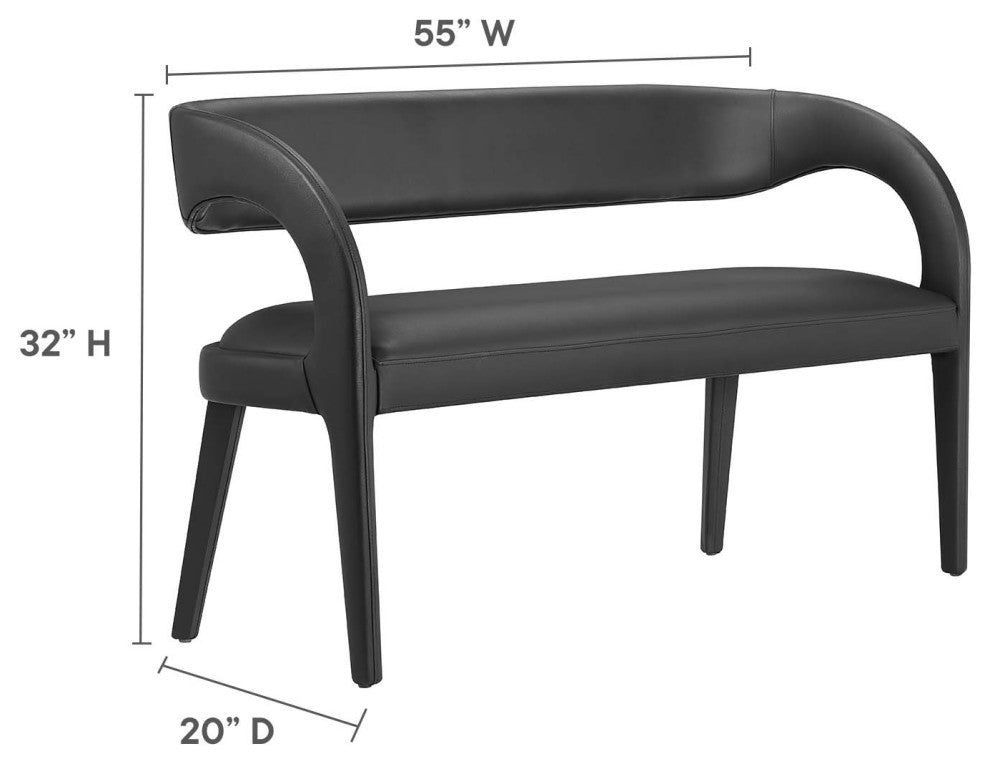 Pinnacle Vegan Leather Accent Bench, Black