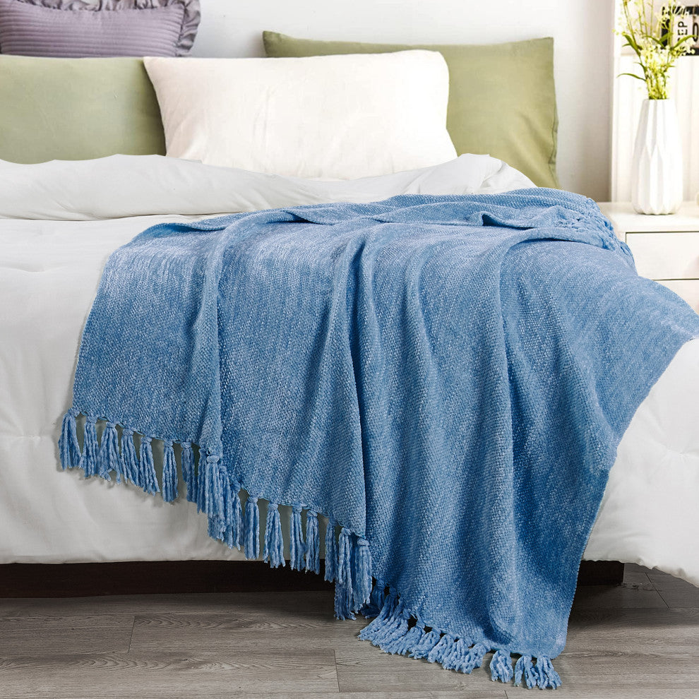 Crystal Chenille Knitted Throw Blanket, Niagara