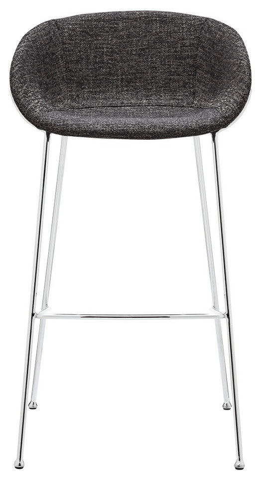 Set of Two 30" Black And Silver Steel Low Back Bar Height Bar Chairs