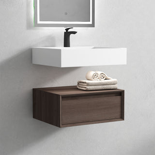Alysa 24" Floating Bath Vanity, Acrylic Sink/Single Faucet Hole, Red Oak