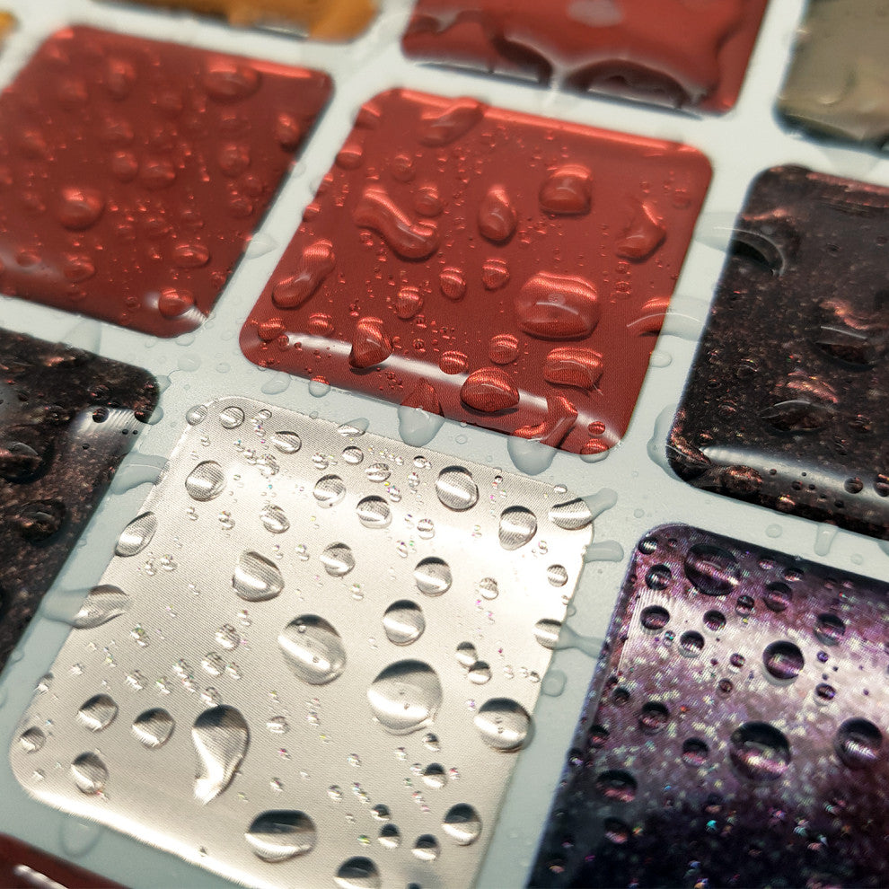 Cream Brown and Cherry Glitter Mosaic 3D Tile Sticker, Set of 12