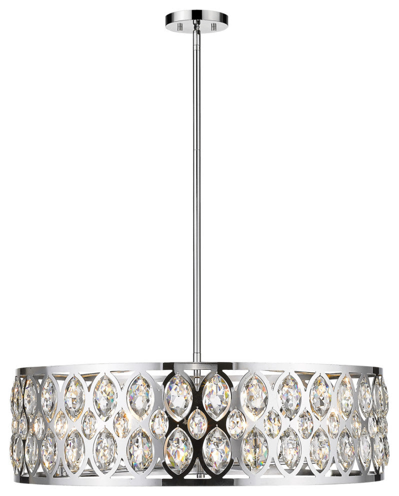 Z-Lite 6010-30 Dealey 8 Light 30"W Crystal Drum Chandelier - Chrome
