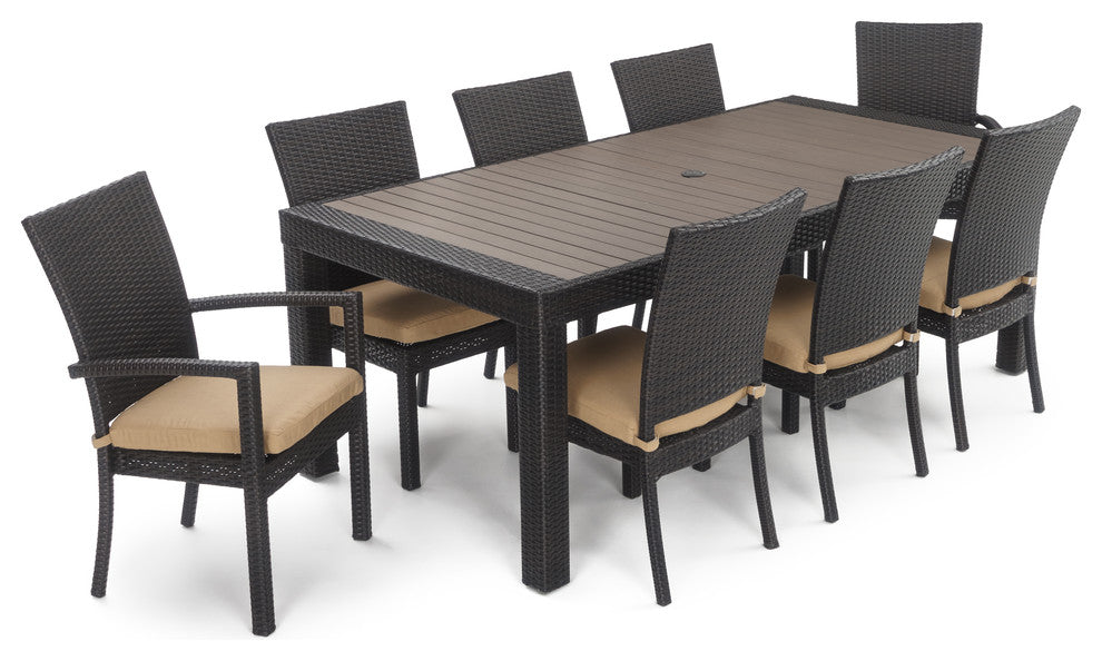 Deco 9 Piece Aluminum Outdoor Patio Dining Set, Beige