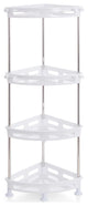 P. Nova 4-Tier Wall Mounted Corner Shower Cabinet for Bathroom & Kitchen (White)