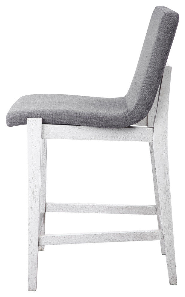 Elegant Charcoal Gray Counter Bar Stool Minimalist Silver White Cushioned Back